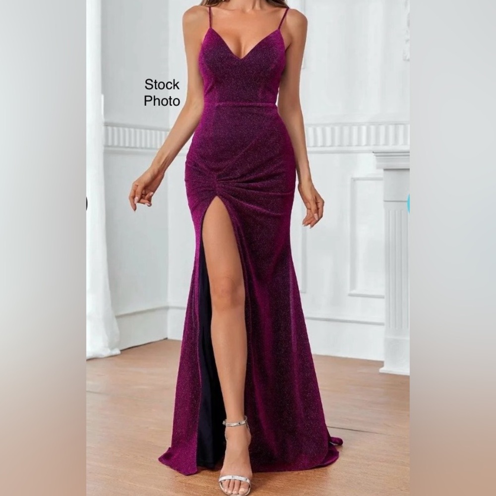 Dressalisa NWOT - Women’s Pink/Black Open Back Shimmer Prom Formal Dress Sz Sm.